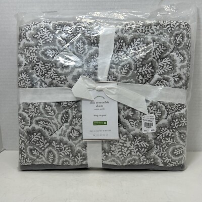 Pottery Barn Clio Reversible Smoke Gray Quilted Sham King 36