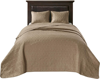 Quebec 3 Piece Bedspread Set - King - Khaki-image