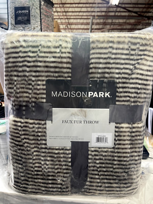 Madison Park Edina Faux Fur Throw 50x60 Natural New-image