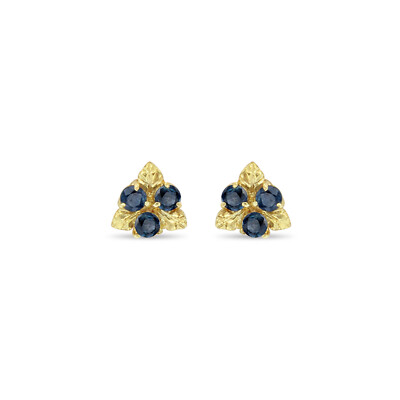 Sapphire Leaf Studs 14k Yellow Gold-image