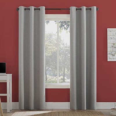 Miles Woven Grid Textured Total Blackout Grommet Curtain Panel, 40