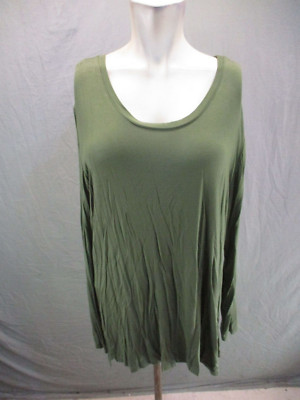 NWT DIP Size XL Womens Olive Round Neck Soft Loose Long Sleeve Top 994-image