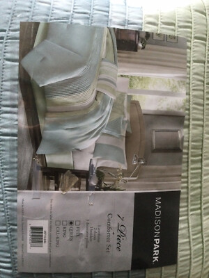 Madison Park 7-Piece Comforter Set - Queen Size - Green, Teal, & White  MP10-846-image