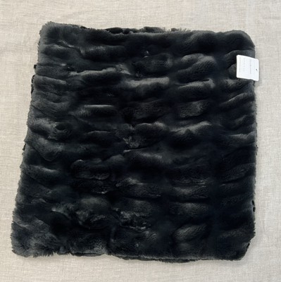 Pottery Barn Faux Fur Ruched Pillow Cover Black 20x20-image