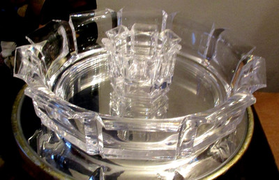 MCM Grainware Acrylic REGAL  Large Chip N Dip Serving Set 2 Pieces-image