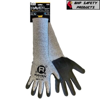 Raven Tech Extended Cuff A4 Cut Resistant Glove w/ Sandy Nitrile Dip Palm 1 Pair-image
