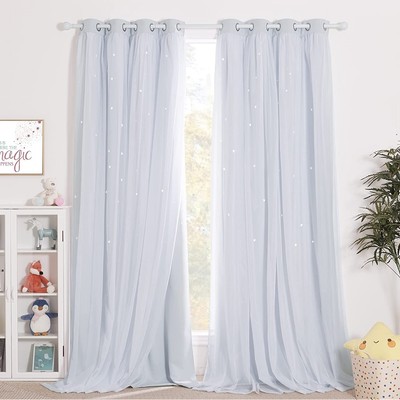 NICETOWN Thermal Insulted Bedroom Curtains Greyish White 52W X 95L 1 Pair-image