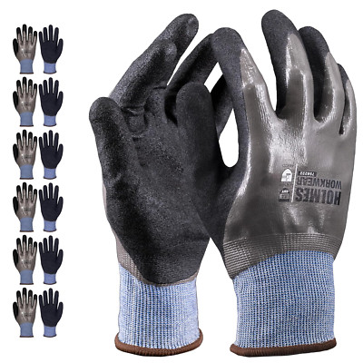 Knit Wrist, Double Dipped Nitrile, A4 Cut Resistant Work Gloves, Multipurpose; 6-image