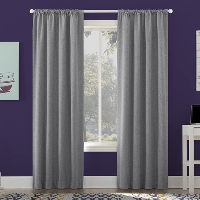 Jules Brushed Tonal Textured Total Blackout Rod Pocket Curtain Panel, 40