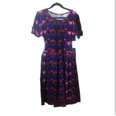 NEW retro style dresses LulaRoe Amelia swing dress POCKETS Dip plaid abstract-image