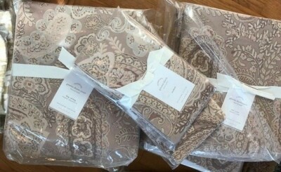 Pottery Barn Gwenn Duvet Cover Set Neutral Queen 2 Standard Shams Paisley 3pc-image