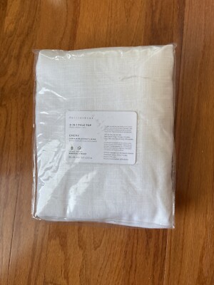 NEW Pottery Barn 3-in-1 Pole Top White Emery Blackout Curtain 50x84 inches-image
