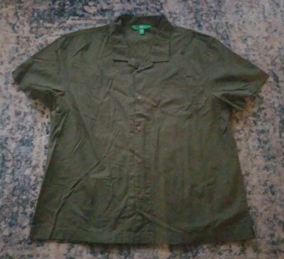Dip Men's Shirts Green Khaki  Short Sleeve Button Down Pockets Size XXL-image