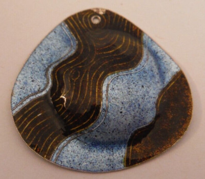 Vintage ARTISAN STUDIO Handmade Sterling Silver Enamel Domed Necklace PENDANT-image