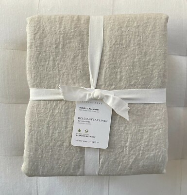 Pottery Barn BELGIAN FLAX LINEN Duvet King/California King Natural Flax NWT-image