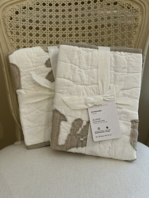 Pottery Barn Aloha STANDARD Shams (2) Flax NWT OB-image