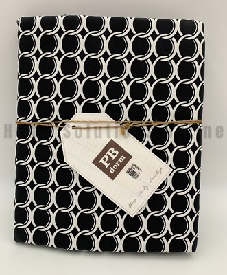Pottery Barn Teen Dorm Rings Cotton Duvet Cover Black Twin #A1300-image