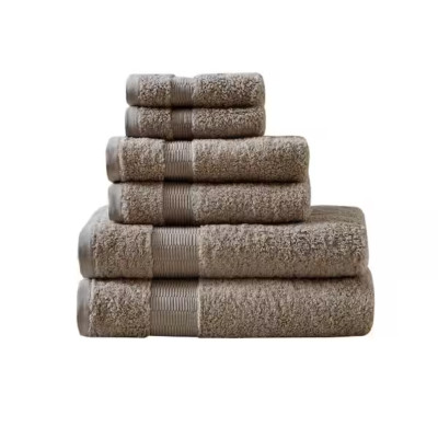 Madison Park 6 Piece Luxor 100% Egyptian Cotton Towel Set Taupe Grey NEW-image