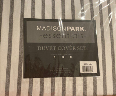 Madison Park Essentials Twin Reversible Stripe Duvet Cover  Set-image