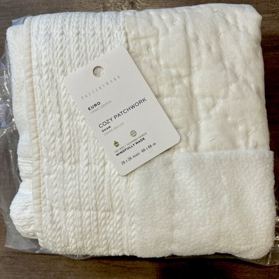 Pottery Barn PB Cozy Patchwork Quilted EURO sham CLASSIC IVORY 26”x26” NEW !-image
