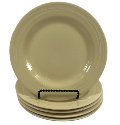Set / 5 Pottery Barn Yellow Spiral Salad Dessert Plates EXCELLENT-image