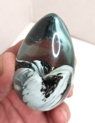 MOUNT ST HELENS VOLCANO ASHES STUDIO ART GLASS EGG PAPERWEIGHT, MSH 90-image