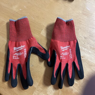 Milwaukee  Cut Level 4 Dipped Gloves Large, New Man Mechanic Farm Metal-image