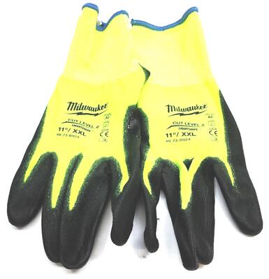 Milwaukee 6 Pairs XXL Cut Level 2 Polyurethane Dipped Gloves 58-08-1304B NOS-image