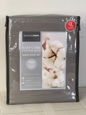 Madison Park Essentials Easy Care Cotton Rich 4 Piece Queen Set Gray KL-20-2769-image