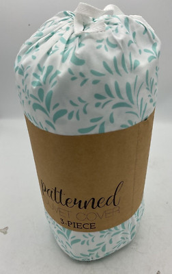 Burst of Vines Patterned Performance Light Blue Full/Queen 3-Piece Duvet Set-image