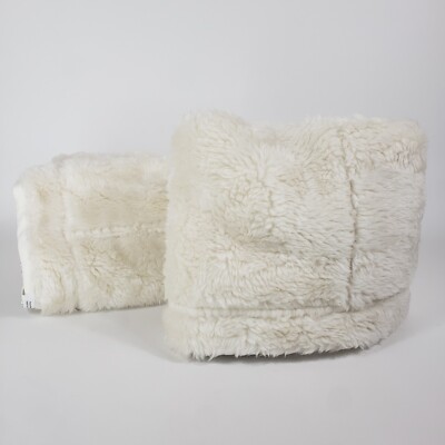 Set of 2 Pottery Barn Faux Fur Shearling King Pillow Shams Ivory-image