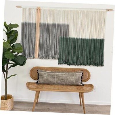 Macrame Wall Hanging Large Dip Dye Fiber Wall Art Bohemian Yarn Tapestry Green-image