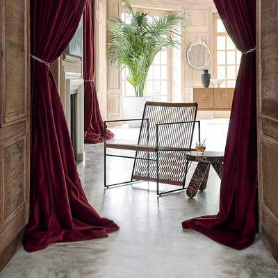 Velvet Curtains 108 Inches Long, Red Velvet Curtains and Drapes, Red Thermal Ins-image