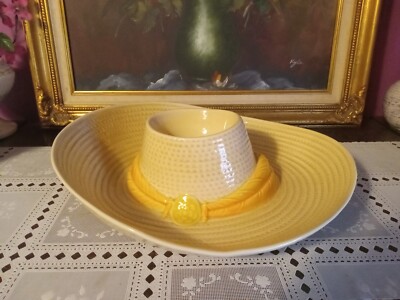Large Vintage Metlox Pottery USA Ceramic Cowboy Hat Chip And Dip Server-image