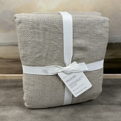 Pottery Barn European Flax Linen Waffle Duvet Cover King/Cal. King Dark Flax NWT-image