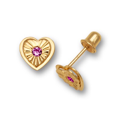 14K Yellow & White Gold Heart Shaped Screw back beautiful Earrings for Women-image
