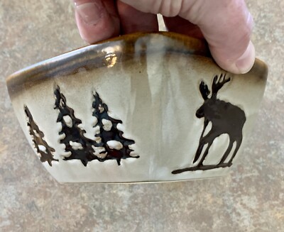 Home Studio - Woodland Collection Replacement 6 Inch Square Tan Moose Trees Bowl-image