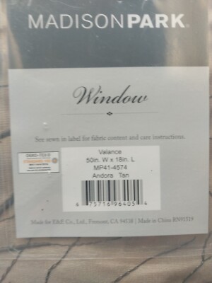Madison Park Window Valance Curtain Andora Tan 50in W x 18in L-image
