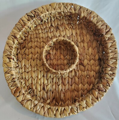 Braided Wicker Chip Dip Basket Picnic Backyard Pool Party Tray Quality 15