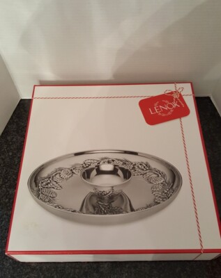 LENOX HOLIDAY PINECONE & HOLLY CHIP & DIP SET - LARGE 13.5