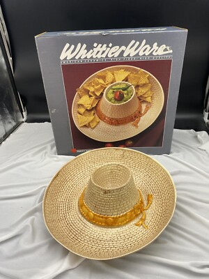 Whittier Ware Party Hat Sombrero Chips & Salsa Dip Server Bowl 1986 w/ Box-image