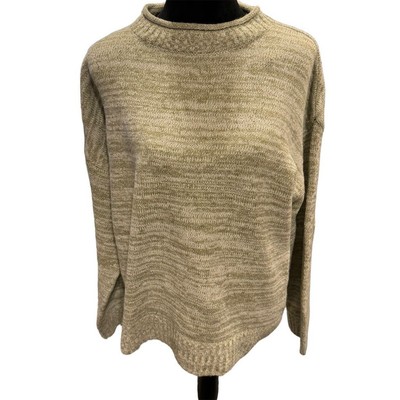 Women's Green Knit Pullover Sweater Long Sleeve Relaxed Fit Size L-image