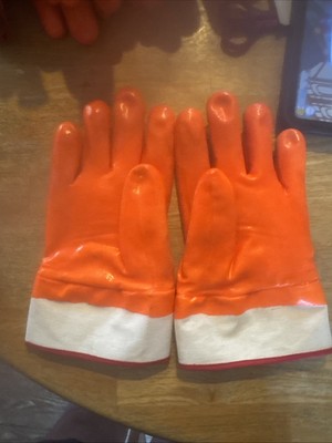 Lot Of 5 Hi-Vis Orange PVC Coated Work Gloves Double Dipped Sandy Finish-image