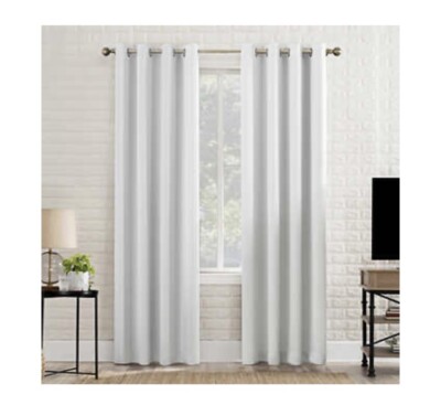 Sun Zero Broderick Theater Grade Blackout Curtain Panels, 2-pack, White-image