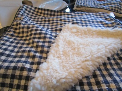 Pottery Barn MINI GINGHAM SHERPA REVERSIBLE PILLOW COVER 18