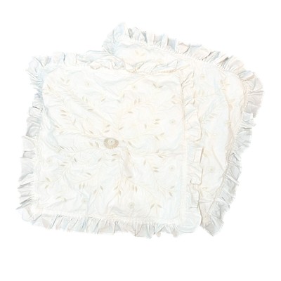 Pottery Barn Cream 2 pc Set Pair Euro Shams Cottagecore Farm House Ruffle Boho-image
