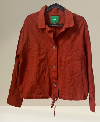 Dip Linen Blend Fall Photos Shirt Jacket Shacket Womens Size Large -image