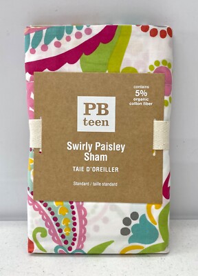 NEW Pottery Barn TEEN Swirly Paisley STANDARD Sham~Pink Multicolor-image