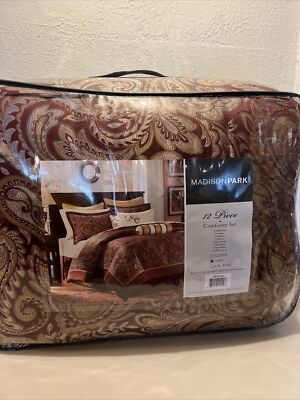 Madison Park 12 Piece King Size Comforter Set 100% Polyester NEW-image