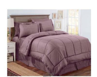 Embossed Stripe 8-pc. Comforter Set Purple Queen 100% Polyester-image